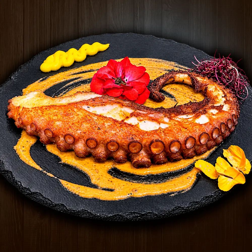 Plato de crujiente de pulpo