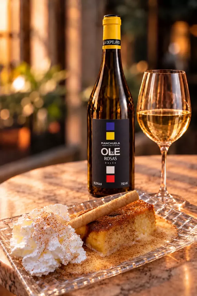 Botella de Olé de Rosas con torrija caramelizada
